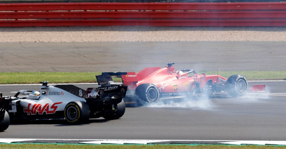 Sebastian Vettel rodou na primeira volta do GP dos 70 Anos — Foto: Andrew Boyers/Pool via Getty Images