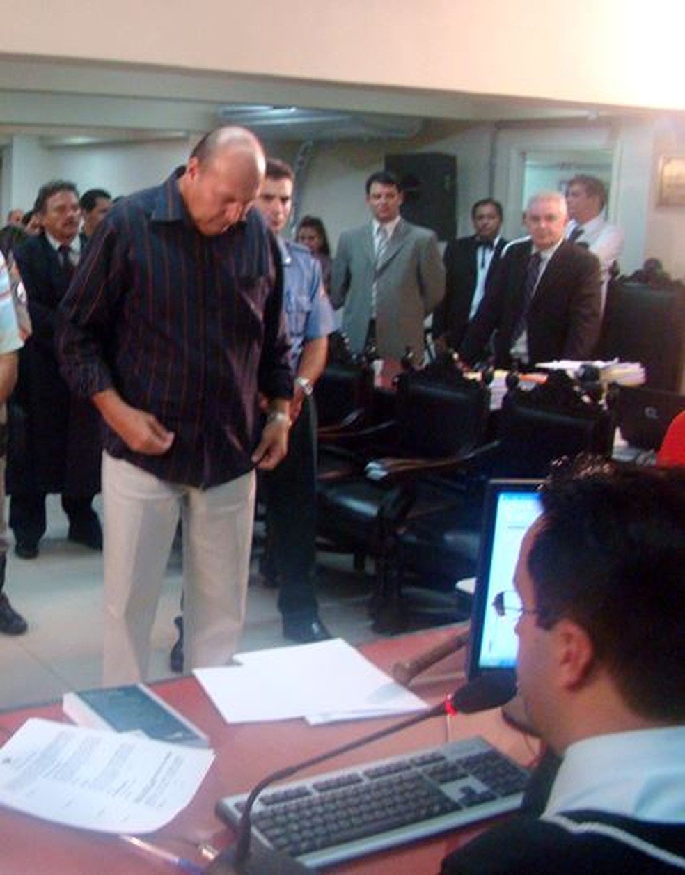 Aureliano durante julgamento em 2009 — Foto: Arquivo TJ-AC