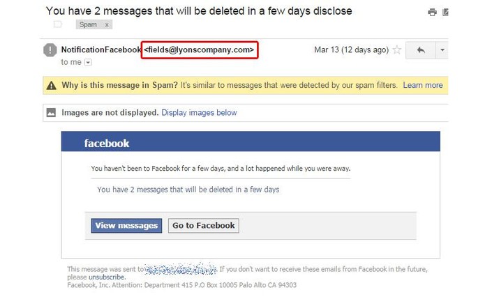 E-mails falsos do Facebook podem ocultar golpe phishing para roubar dados (Foto: Divulgação/Kaspersky Lab)