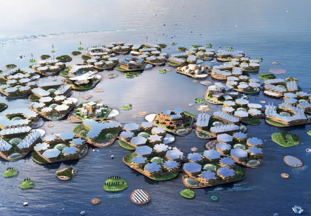 A empresa Oceanix está desenvolvendo uma comunidade flutuante para 10 mil moradores (Foto: Divulgação)