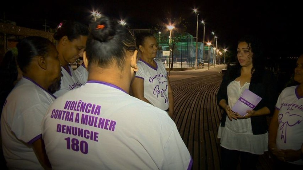 Grupo Guerreiras pela Paz em ação, em Vitória (Foto: Reprodução/ TV Gazeta)