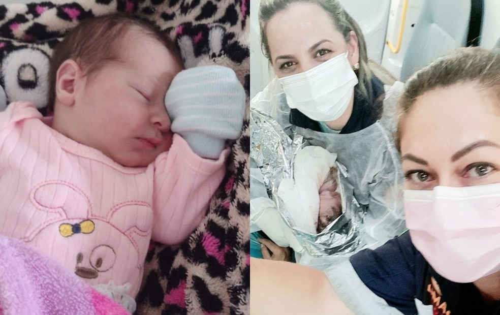 Bebê nasce durante deslocamento de viatura do Samu em Sarapuí (SP) — Foto: Arquivo Pessoal 
