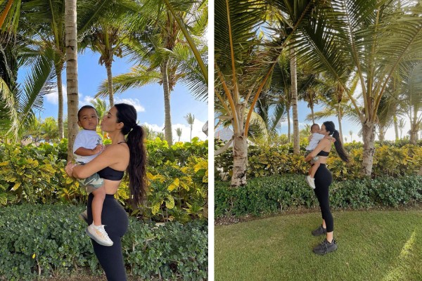 Kim Kardashian posa ao lado do filho mais novo no Instagram (Foto: Reprodução/Instagram)