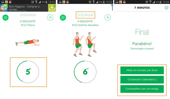 O app oferece exerc?cios em etapas com atividades diferentes (Foto: Reprodu??o/Barbara Mannara)