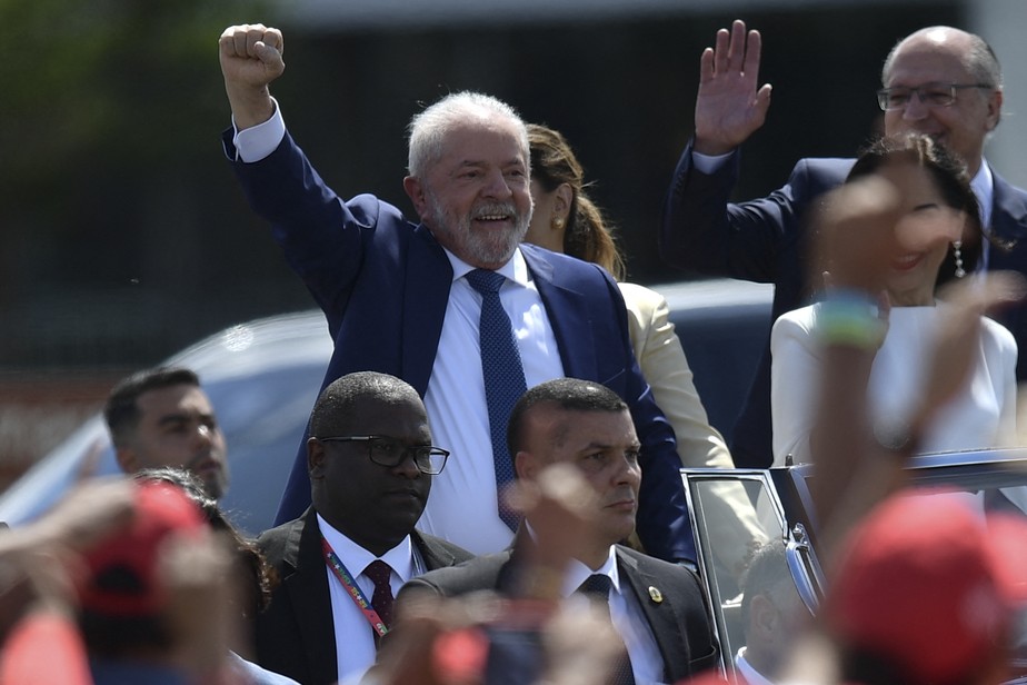 O presidente eleito, Luiz Inácio Lula da Silva, durante cerimônia de posse em Brasília