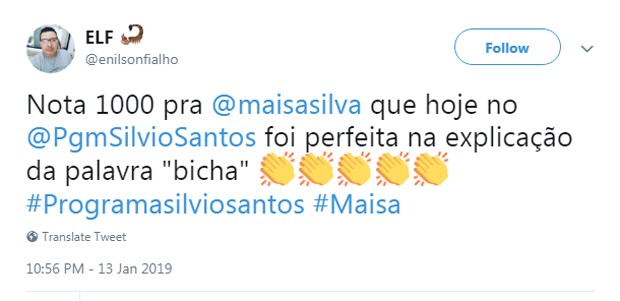 Internauta elogia Maisa no Twitter (Foto: Reprodução Twitter)