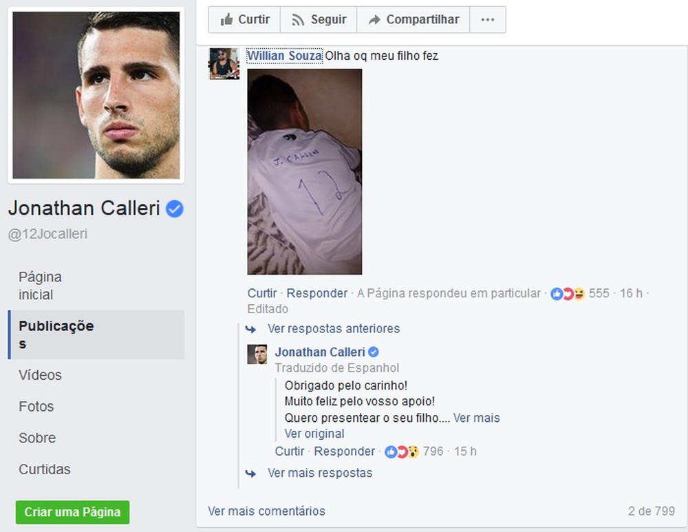 Em rede social Calleri responde são-paulino e promete presente a torcedor