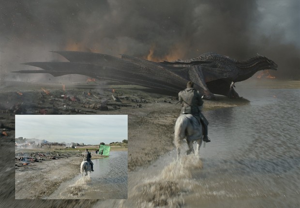 Cena de gravação da série Game of Thrones (Foto: Divulgação/Image Engine)