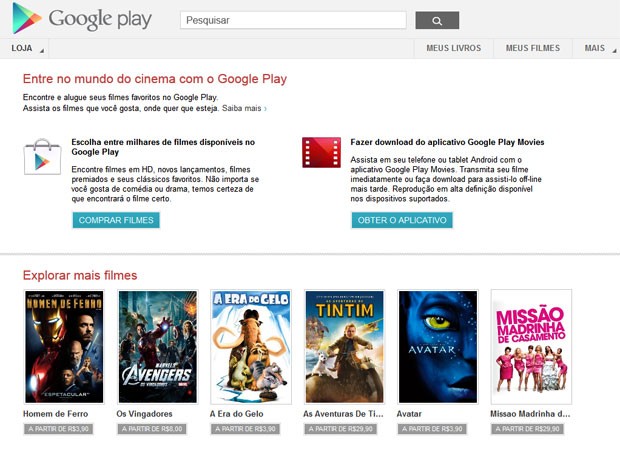 Google Play do Brasil começa a vender livros e filmes