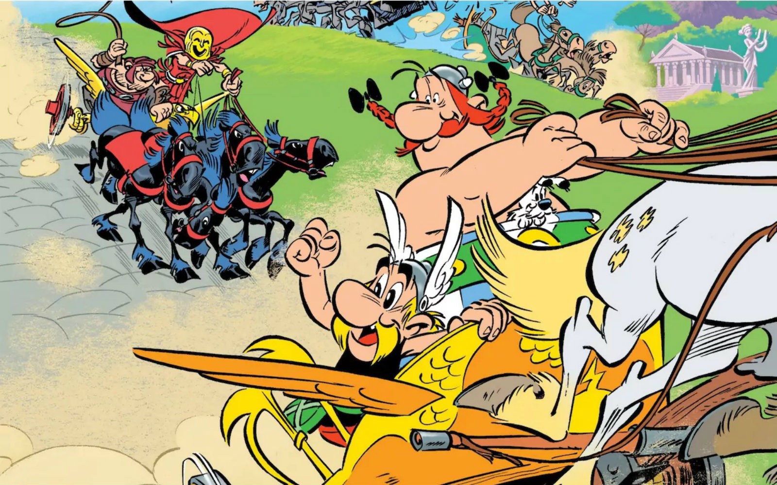 Asterix e Obelix são perseguidos por Coronavirus e Bacilus em Astérix et la Transitalique (Foto: divulgação )