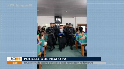 Jovem que perdeu pai policial recebe homenagem durante formatura