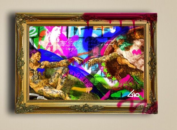 Releitura do quadro A Criação de Adão, de Michelangelo, feita pelo artista Lito (Foto: Divulgação / Lito)
