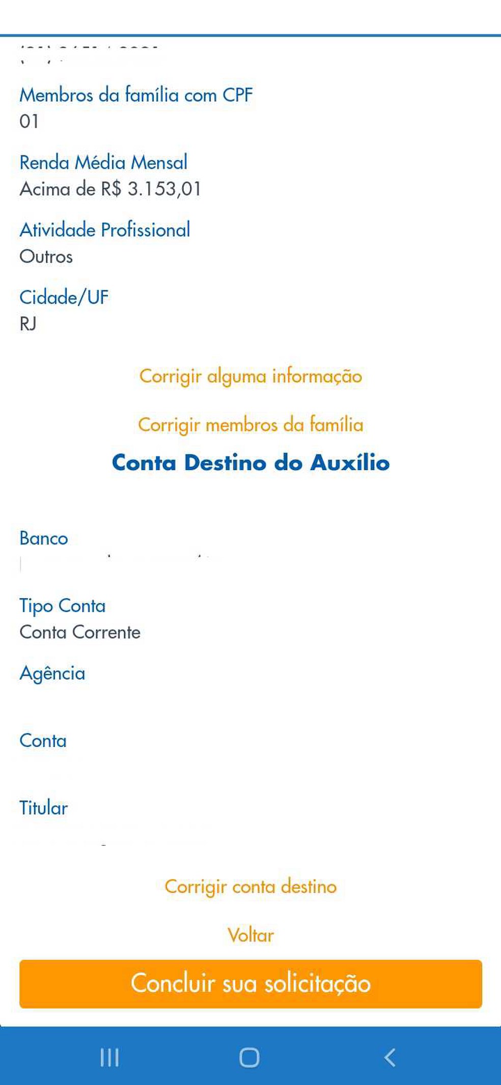 Página para cadastro no programa de auxílio emergencial de R$ 600 no aplicativo da Caixa — Foto: Reprodução