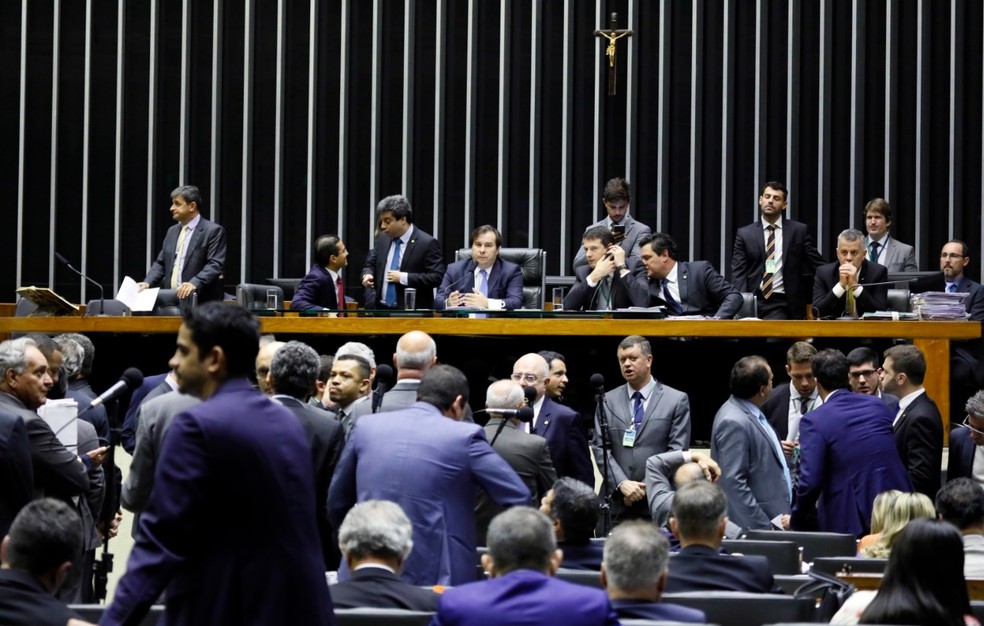 Deputados reunidos no plenário da Câmara durante a sessão desta quarta-feira (27) — Foto: Luis Macedo/Câmara dos Deputados