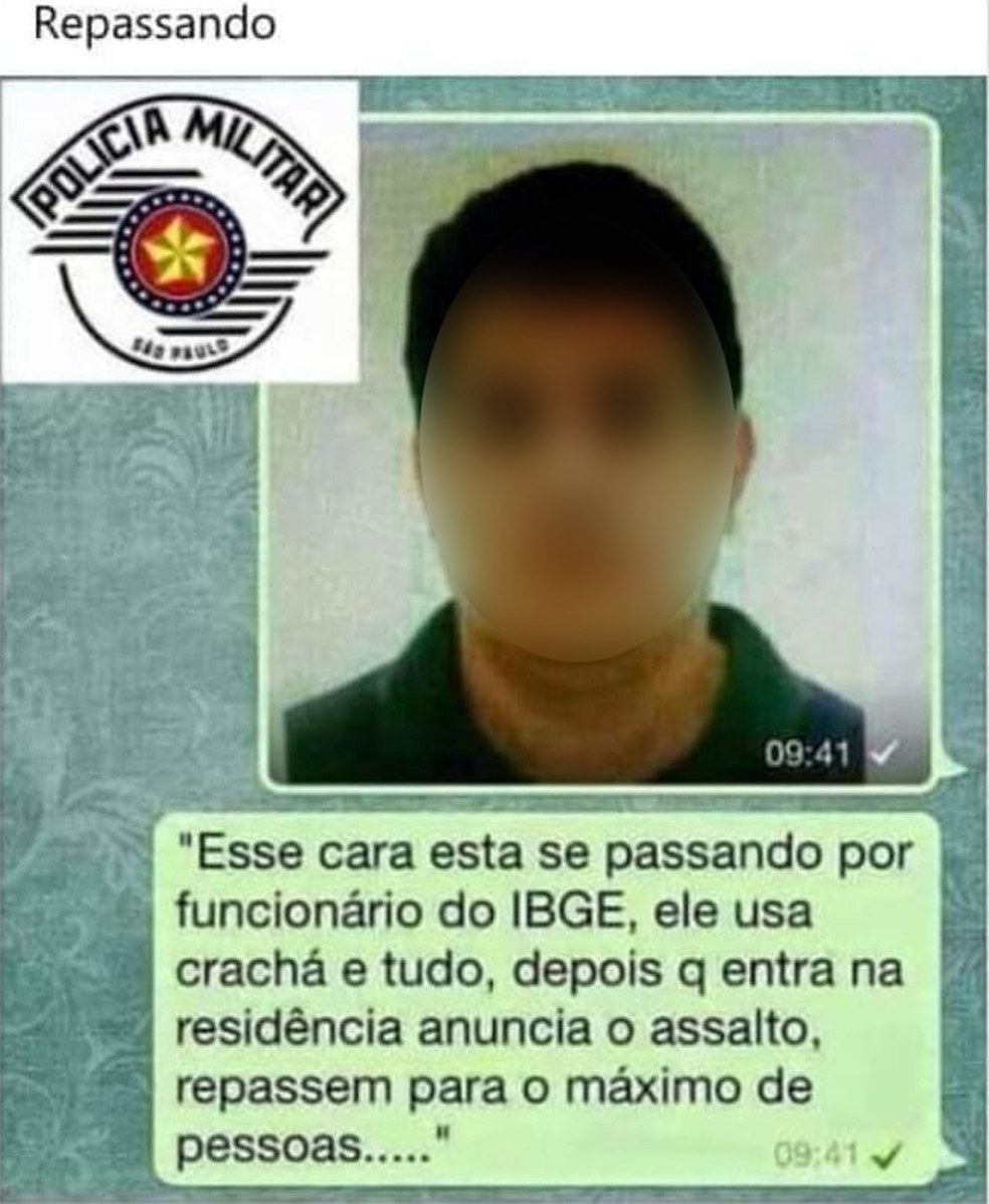 É falso cartaz que alerta sobre assaltante que usa crachá do IBGE em Amarante, no Piauí, diz IBGE — Foto: Reprodução/Redes Sociais