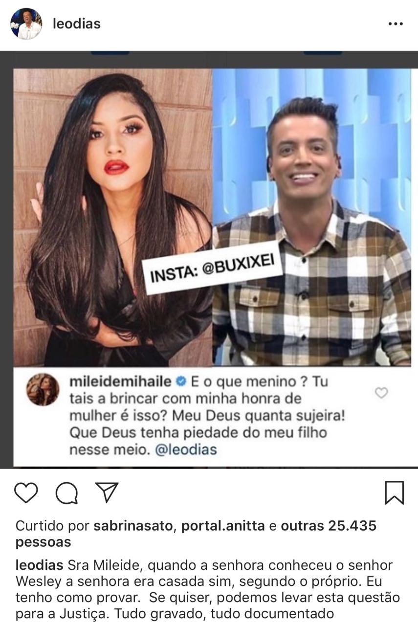 Mileide Mihaile e Leo Dias batem boca (Foto: Reprodução/Instagram)