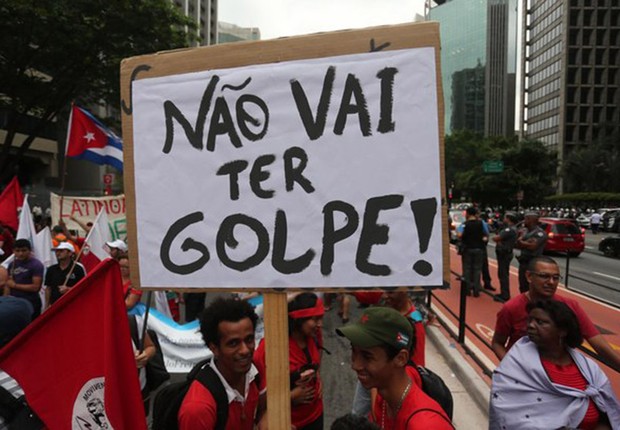 Frente Brasil Popular, com apoio da Central Única dos Trabalhadores (CUT), faz protesto contra o impeachment da presidente Dilma Rousseff (Foto: Reprodução/Facebook)