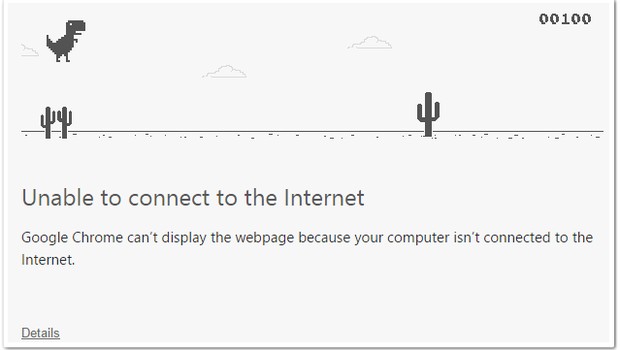 Jogo do dinossauro sem internet - Google Chrome 