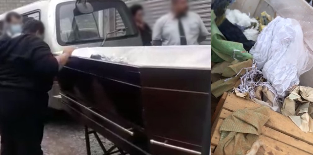 Mãe de jovem falecido se revoltou com lixo encontrado em caixão — Foto: Reprodução