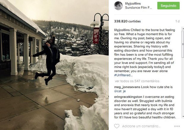 Lily Collins no Instagram (Foto: Reprodução)