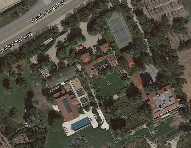 Imagem de satélite da mansão alugada por Beyoncé (Foto: Reprodução/GoogleMaps)