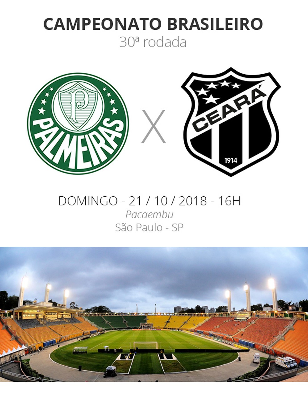 Ficha Palmeiras x CearÃ¡ â Foto: Editoria de Arte
