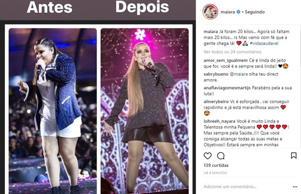 Maiara posta fotos de antes e depois (Foto: Reprodução/Instagram)