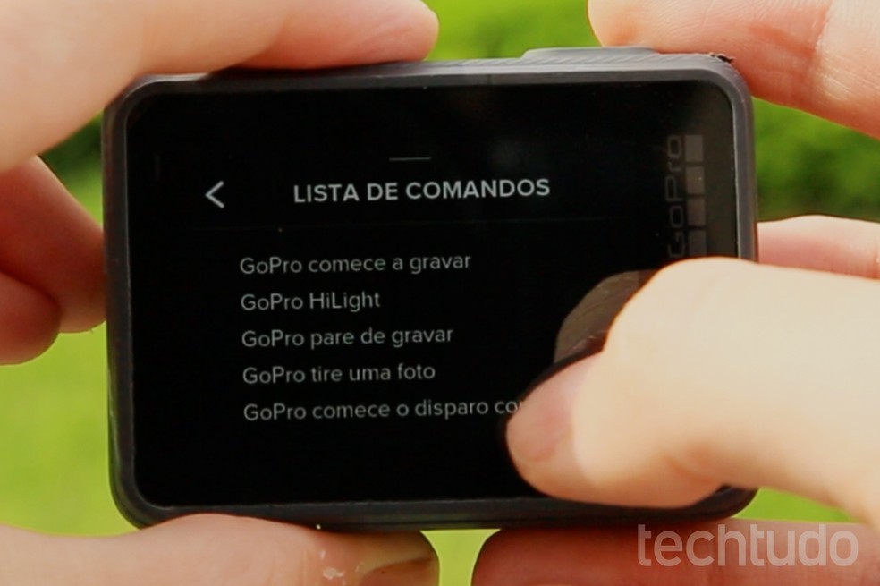 A lista de comandos de voz da GoPro Hero6 Black está presente no menu de configurações (Foto: Aline Batista/TechTudo)