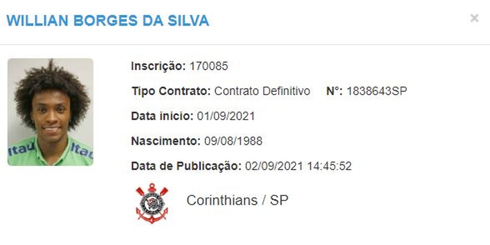 Willian aparece no BID e está liberado para estrear pelo Corinthians