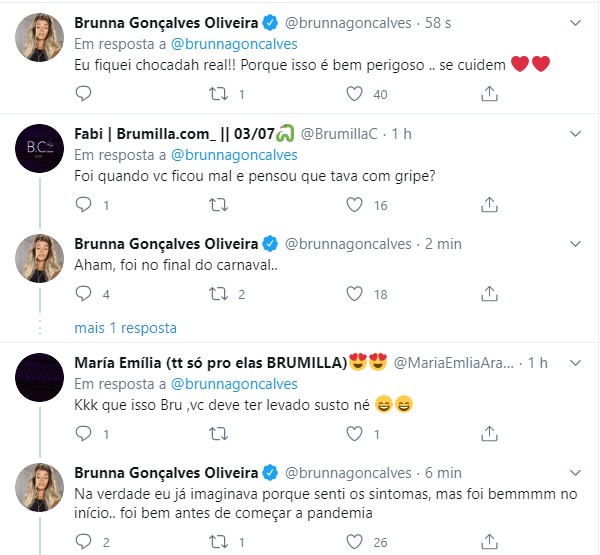 Brunna Gonçalves conta que já teve o novo coronavírus (Foto: Reprodução/Twitter)