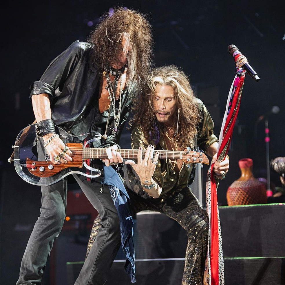 O músico Steven Tyler em show do Aerosmith — Foto: reprodução/Instagram