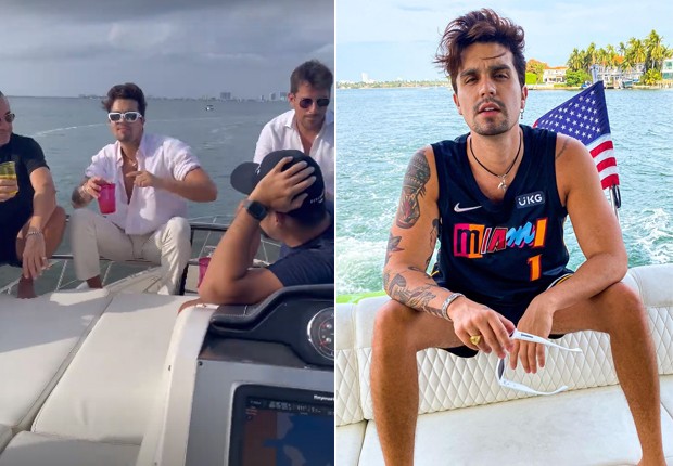 Luan Santana curte passeio de barco com amigos em Miami (Foto: Reprodução/Instagram)