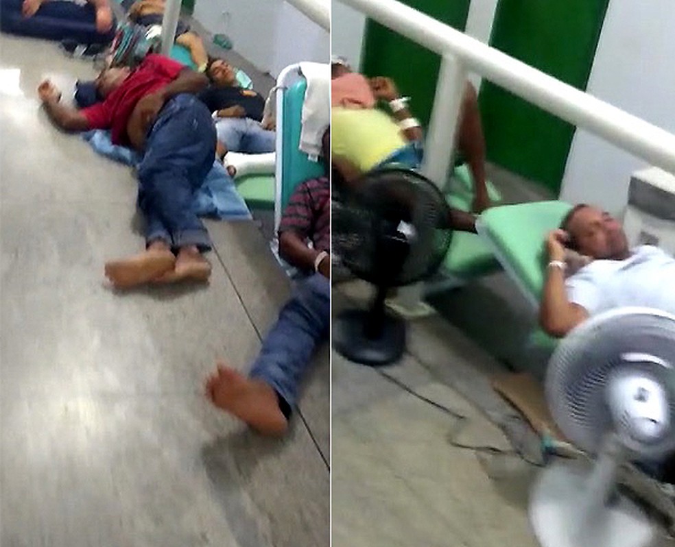 VÃ­deo mostra pacientes em macas e colchÃµes improvisados no chÃ£o de hospital no Sul do PiauÃ­ â€” Foto: ReproduÃ§Ã£o