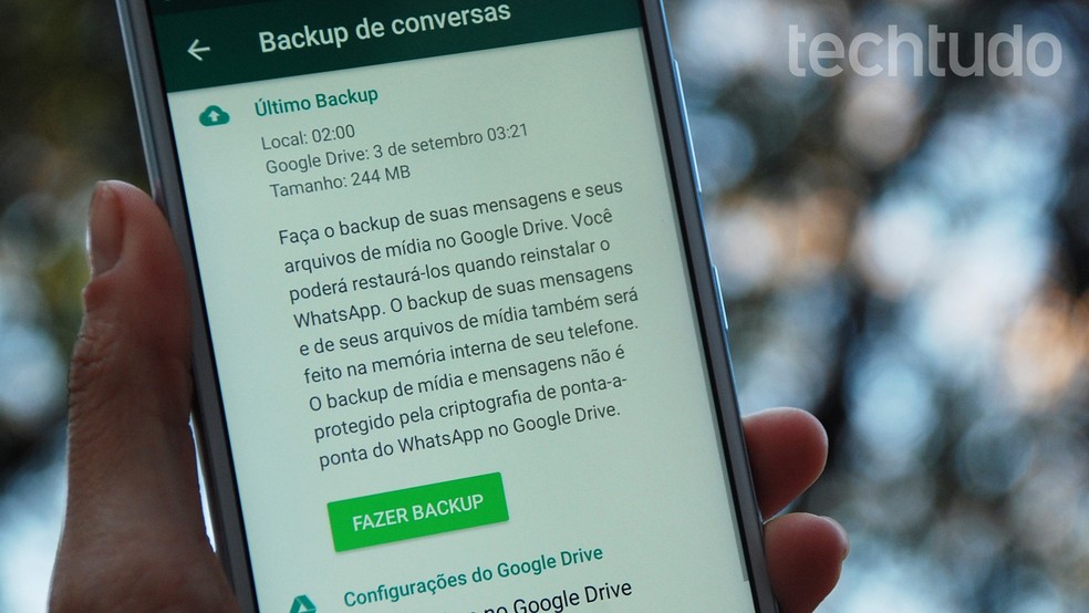 WhatsApp ganha backup ilimitado no Android — Foto: Raquel Freire/TechTudo
