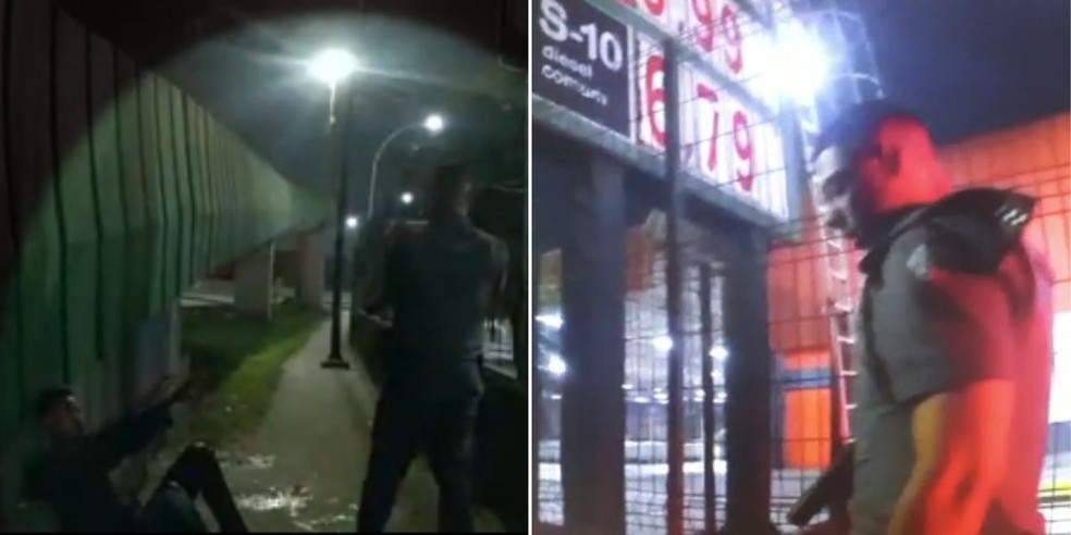 Policial militar disse para que bandido desarmado que "morresse na moral" logo após atirar contra ele — Foto: Reprodução