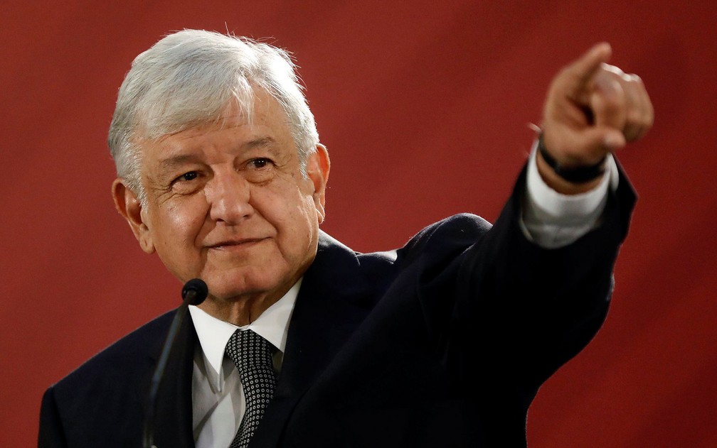 O presidente do México, Andrés Manuel López Obrador, durante coletiva de imprensa na Cidade do México, em 2018 — Foto: Reuters/Edgard Garrido