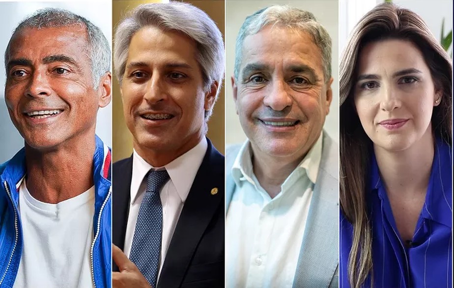 Candidatos ao Senado pelo Rio de Janeiro: Romário, Molon, Ceciliano e Clarissa