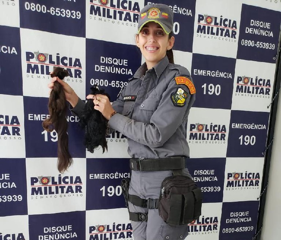 Renata Cristina do 13Âº BatalhÃ£o de PolÃ­cia Militar de Lucas do Rio Verde â Foto: PolÃ­cia Militar/DivulgaÃ§Ã£o