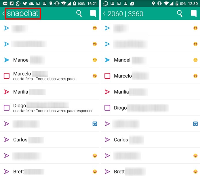 Snapchat mostra quantos snaps você enviou e quantos recebeu (Foto: Reprodução/Elson de Souza)