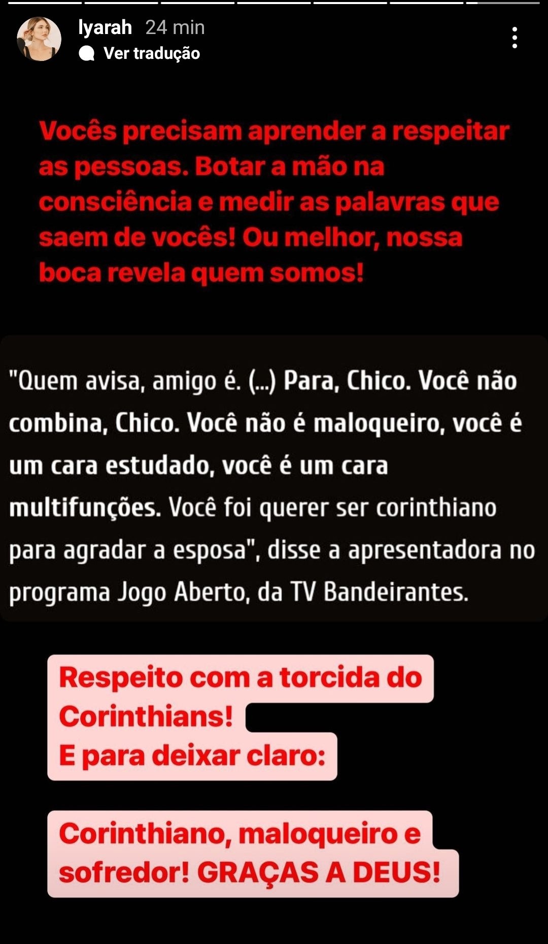 Corinthians se pronuncia após fala de Renata Fan (Foto: Reprodução/Twitter)