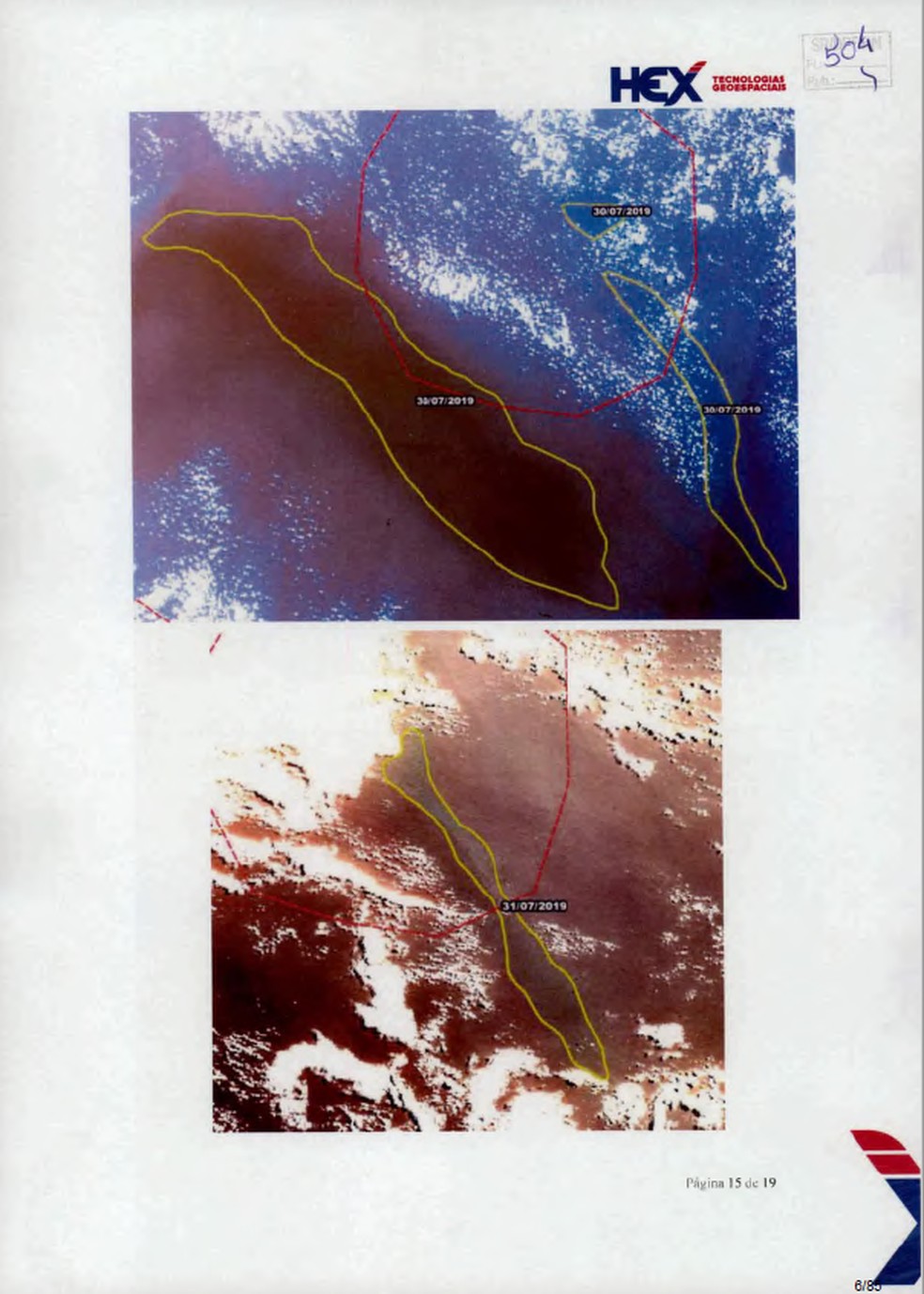 Relatório da empresa Hex Tecnologias Geoespaciais que baseia investigação da Polícia Federal sobre origem de manchas de óleo — Foto: Reprodução