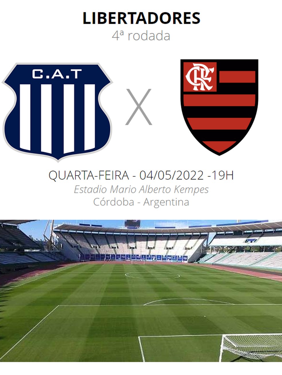Ficha técnica Talleres x Flamengo — Foto: ge