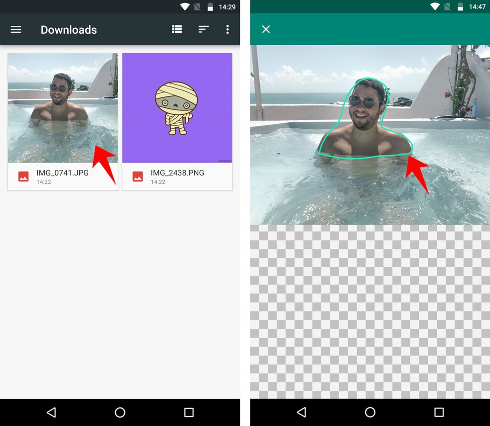 Sticker Studio delimita área da foto que será transformada em figurinha do WhatsApp — Foto: Reprodução/Rodrigo Fernandes