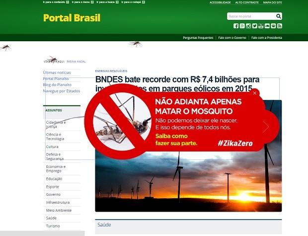 Sites exibem imagens sobre o combate ao mosquito (Foto: Reprodução)