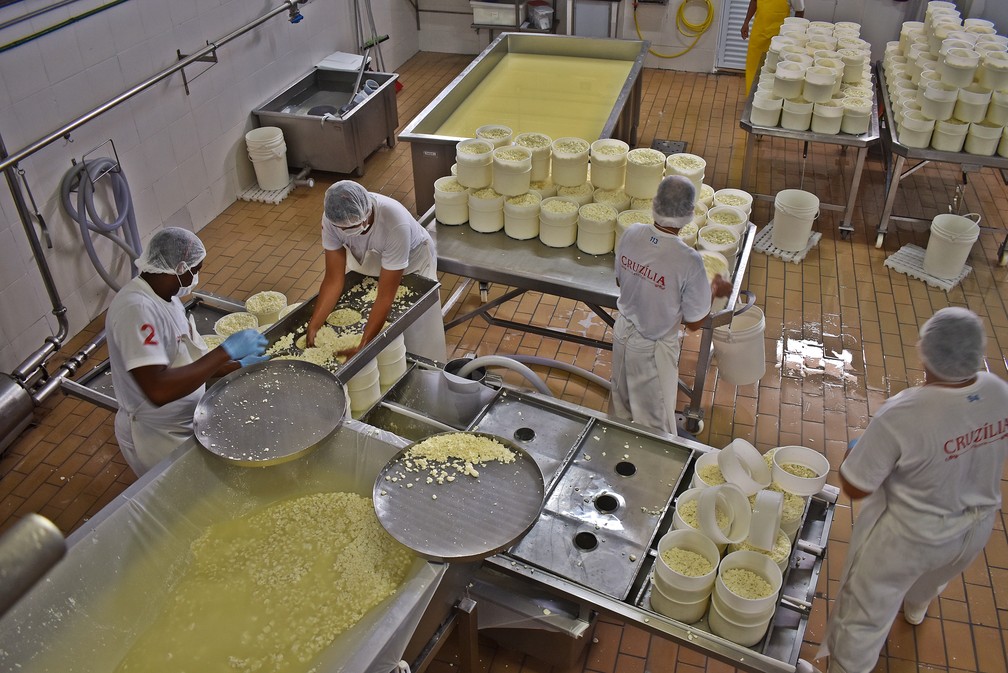 Laticínios de Cruzília (MG) chegam a usar 30 mil litros de leite por dia — Foto: Fernanda Rodrigues/G1