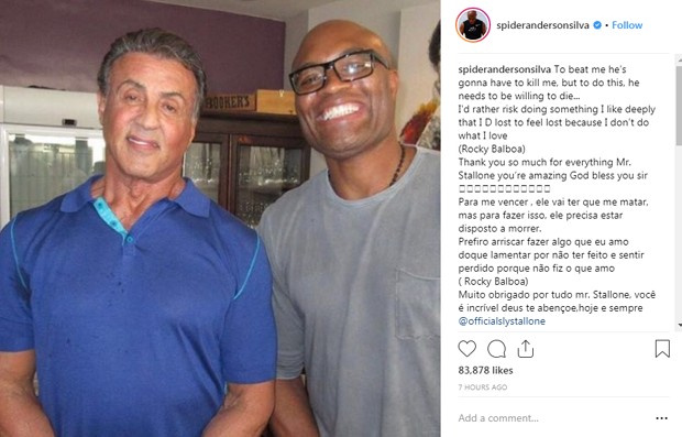 Sylvester Stallone e Anderson Silva (Foto: Reprodução Instagram)