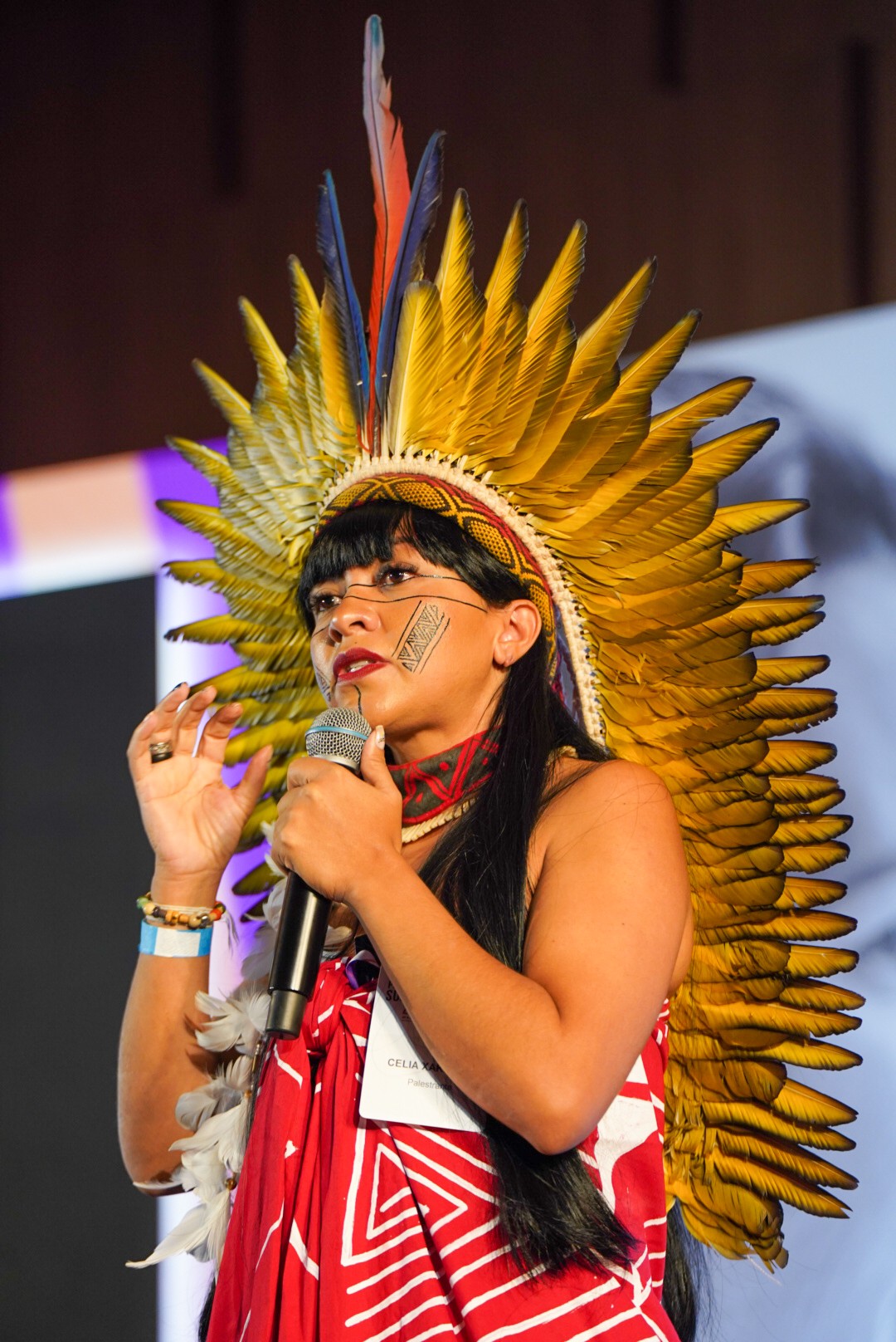 Célia Xakriabá fala sobre a luta indígena no Power Trip Summit (Foto: Bléia Campos)
