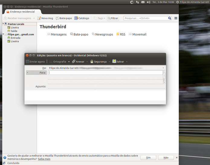 Normalmente associado com o Linux, o Thunderbird também tem versões para Mac e Windows (Foto: Reprodução/Filipe Garrett)