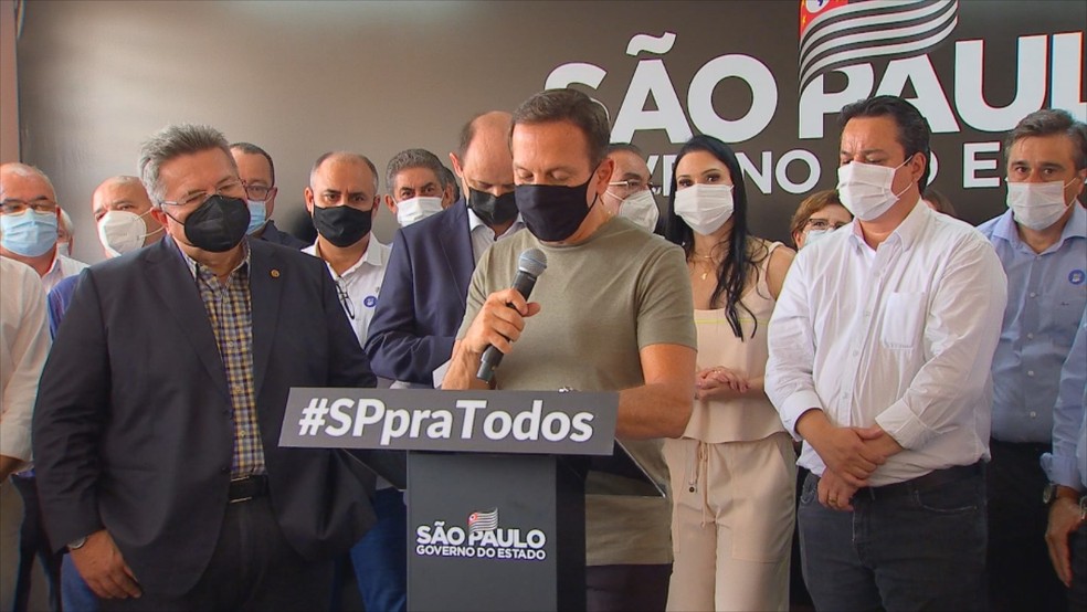 João Doria durante visita a Monte Aprazível  — Foto: Reprodução/TV TEM 