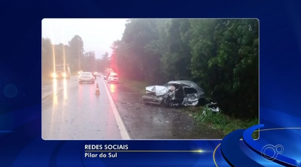 Acidente em Pilar do Sul (SP) deixa dois mortos — Foto: Reprodução/TV TEM